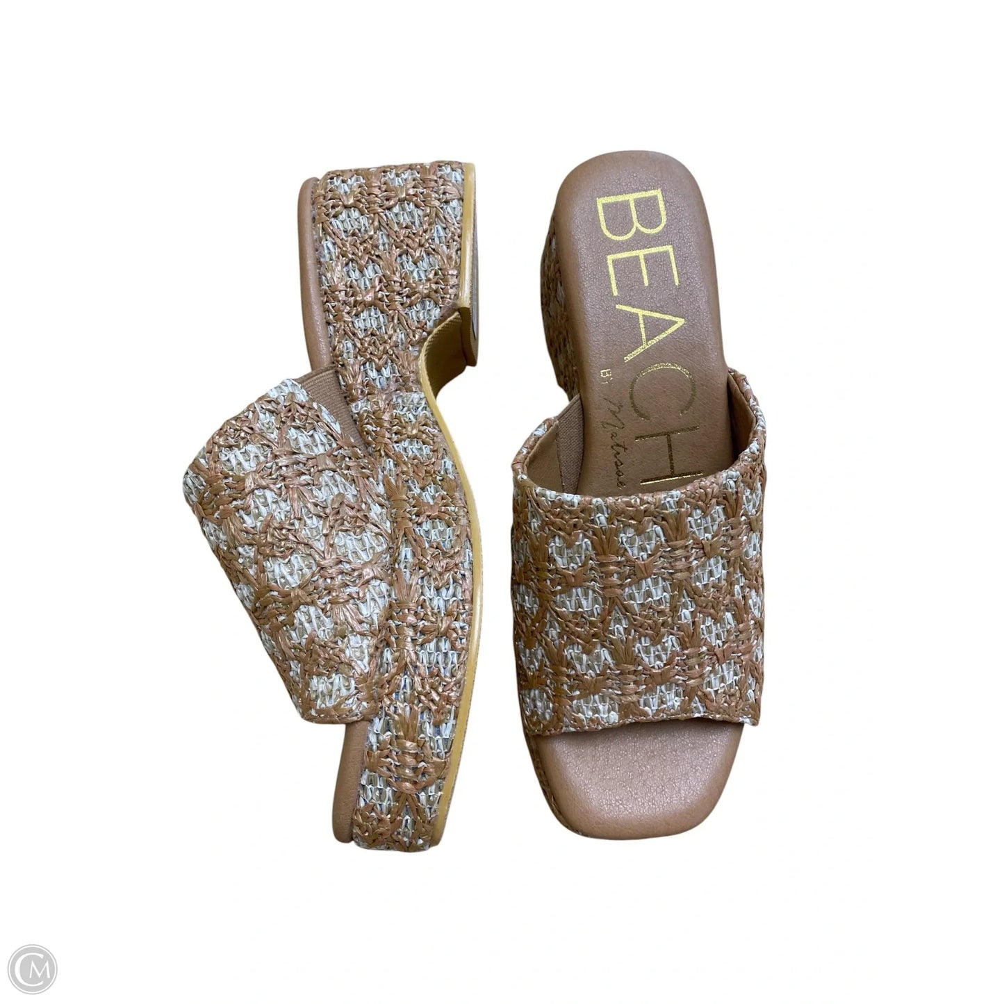 Sandals Heels Platform By Clothes Mentor In Tan, Size: 8