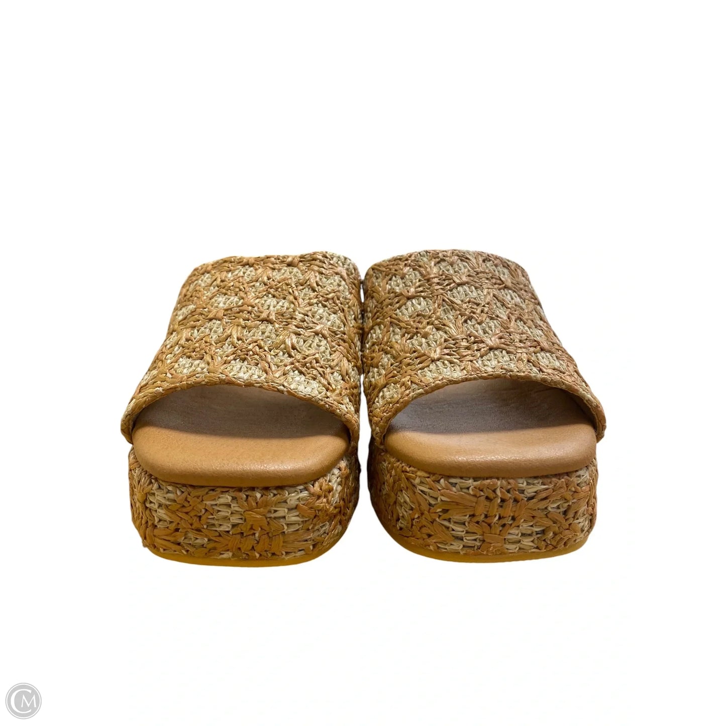 Sandals Heels Platform By Clothes Mentor In Tan, Size: 8