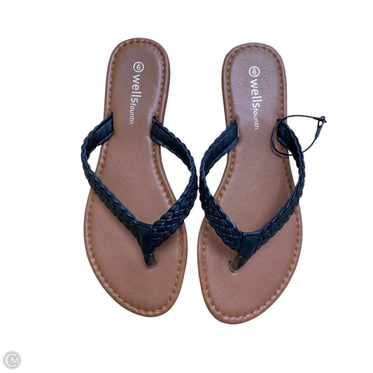 Sandals Flip Flops By Clothes Mentor In Black & Brown, Size: 9