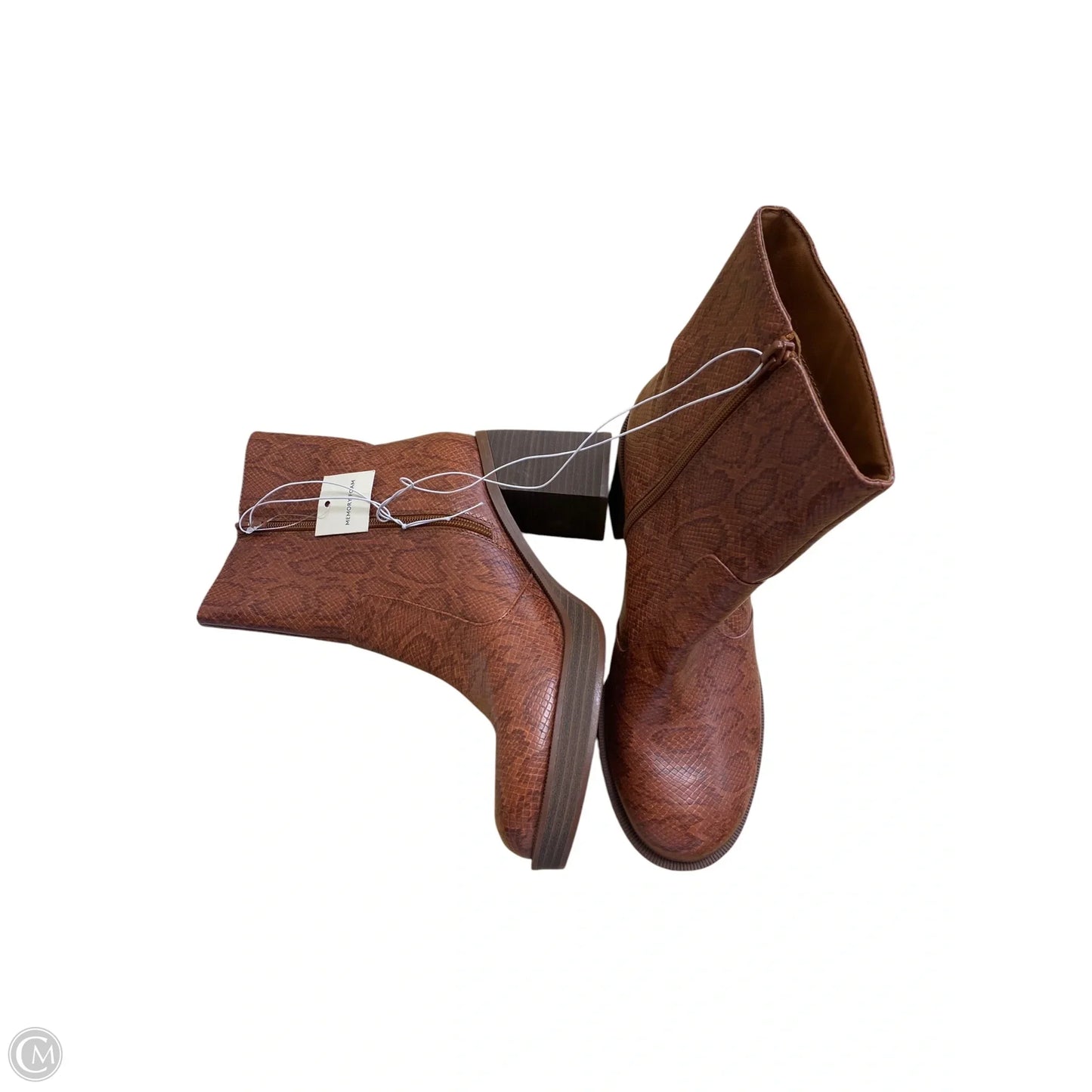 Boots Ankle Heels By Clothes Mentor In Snakeskin Print, Size: 10