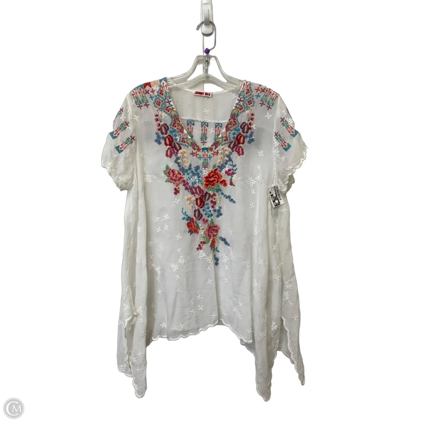 Top Short Sleeve By Johnny Was In White, Size: M