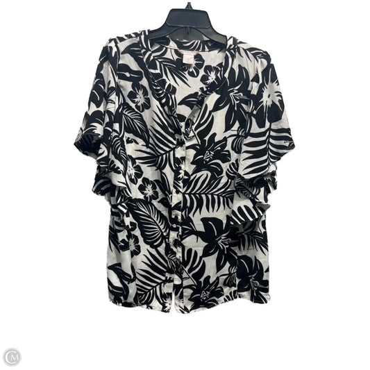 Top Short Sleeve By Allison Daley In Black & White, Size: 1x