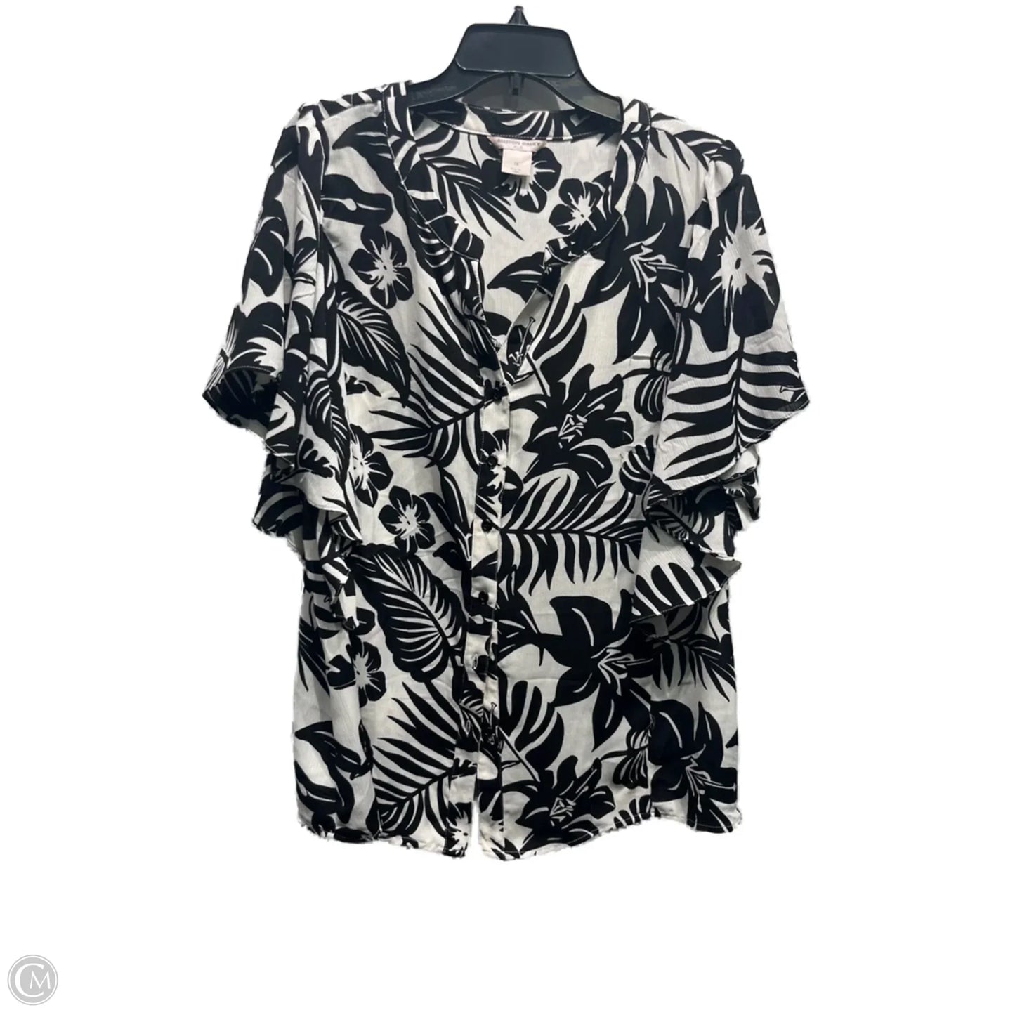 Top Short Sleeve By Allison Daley In Black & White, Size: 1x