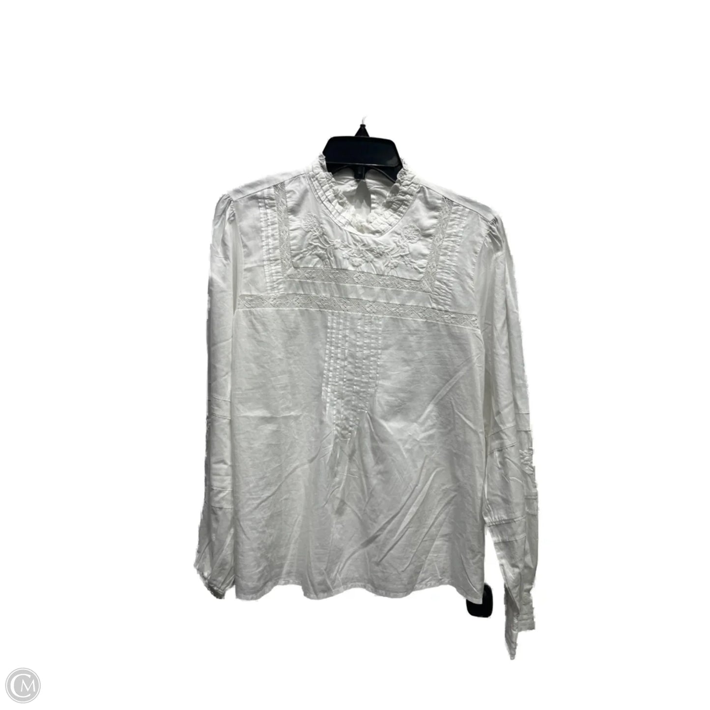 Top Long Sleeve By Gap In White, Size: L