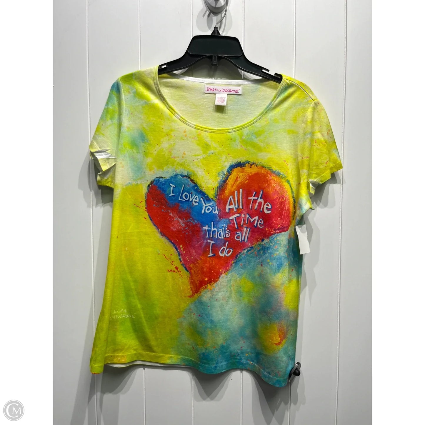 Top Short Sleeve By Leoma Lovegrove In Blue & Green, Size: L