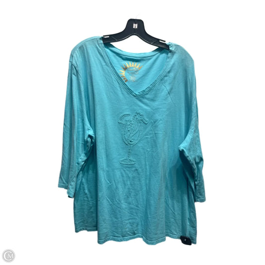 Top Long Sleeve By sunbay In Teal, Size: 2x