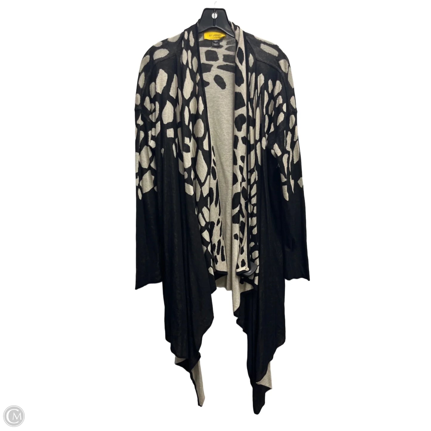 Sweater Cardigan Luxury Designer By St John Collection In Black & Tan, Size: M