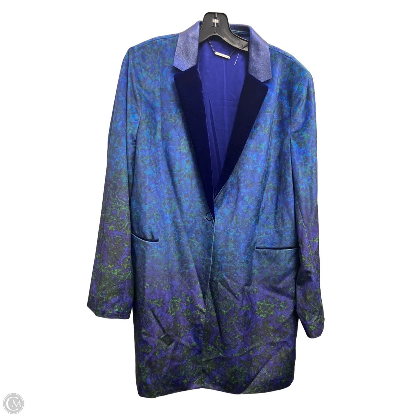 Coat Trench Coat By Tahari By Arthur Levine In Blue & Cream, Size: Xl