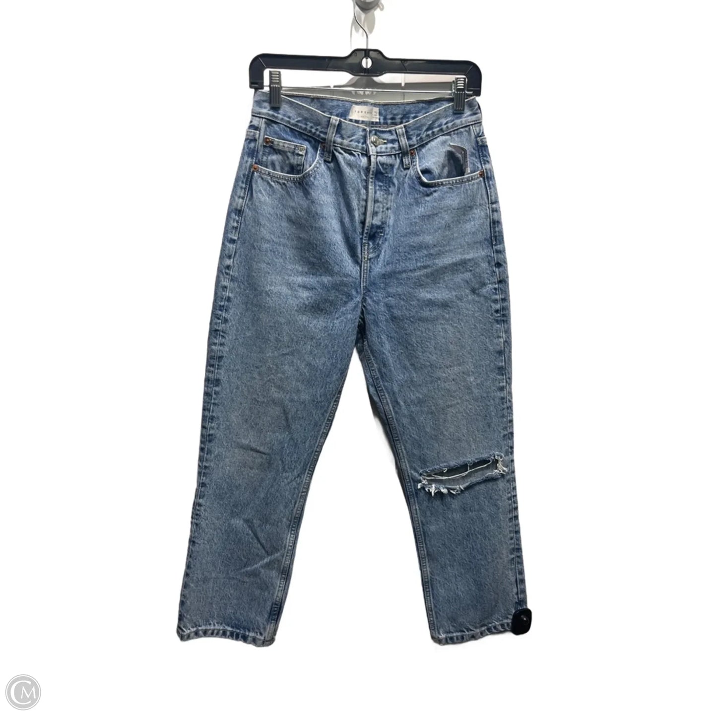 Jeans Straight By Topshop In Blue Denim, Size: 6