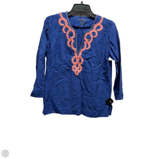 Top Long Sleeve Designer By Lilly Pulitzer In Blue & Orange, Size: S