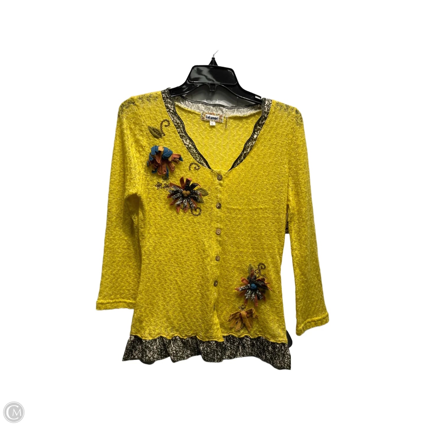 Sweater Cardigan By lulumari In Yellow, Size: L