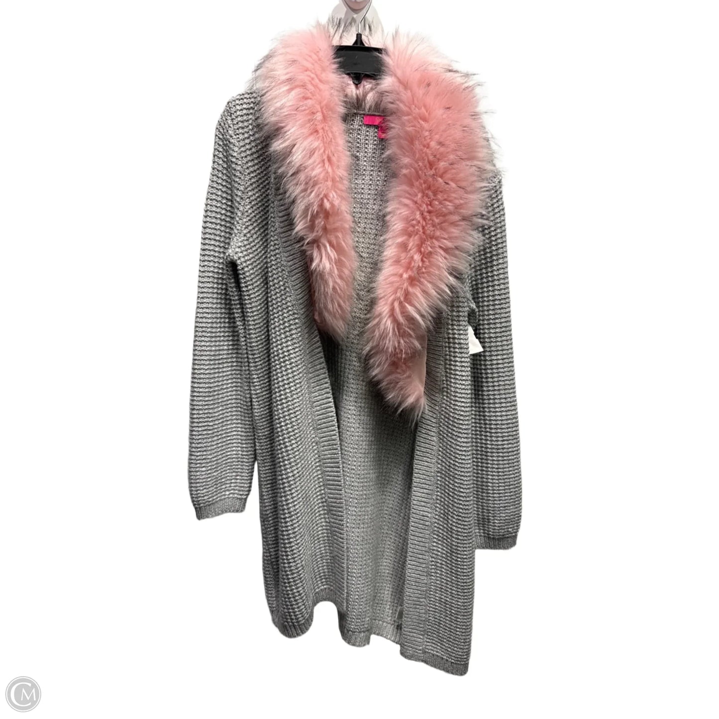 Sweater Cardigan Designer By Lilly Pulitzer In Grey & Pink, Size: M