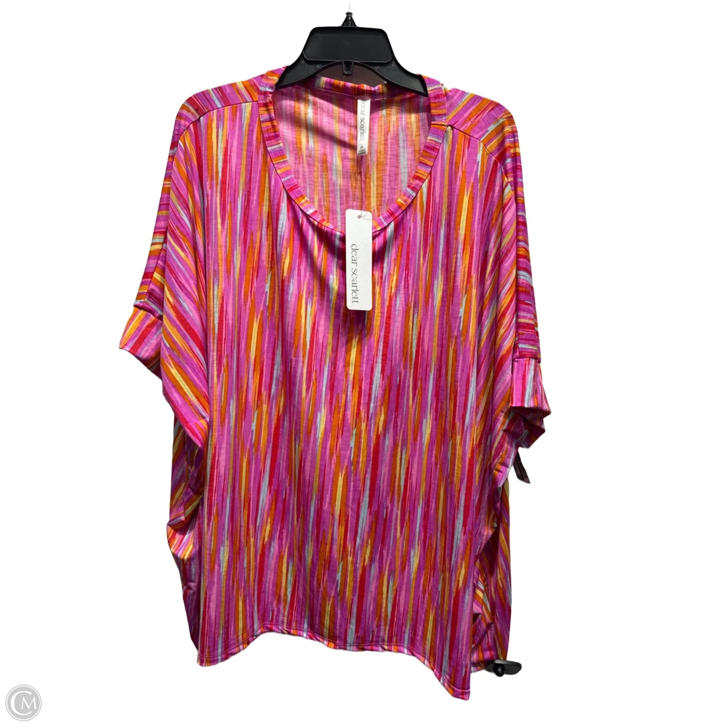 Top Short Sleeve By dear scarlett  In Orange & Pink, Size: 2x