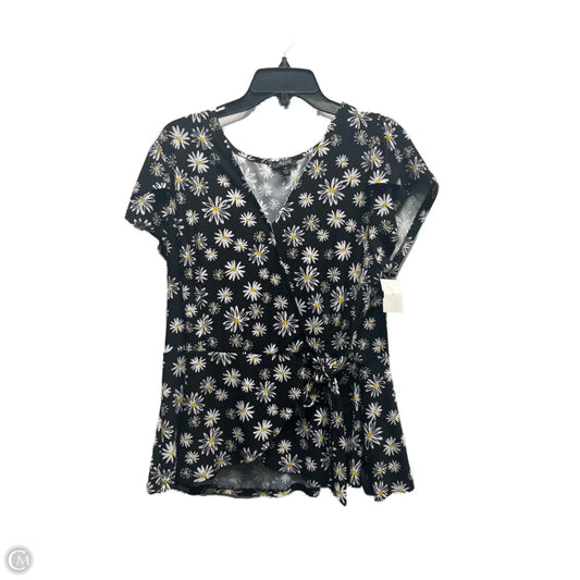 Top Short Sleeve By Auw In Black & Yellow, Size: 1x