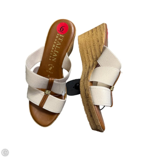 Sandals Heels Wedge By Italian Shoemakers In Tan, Size: 6