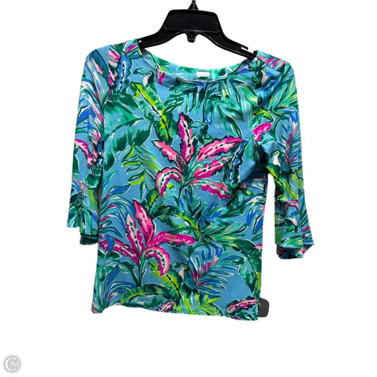 Top Long Sleeve Designer By Lilly Pulitzer In Green & Pink, Size: Xxs