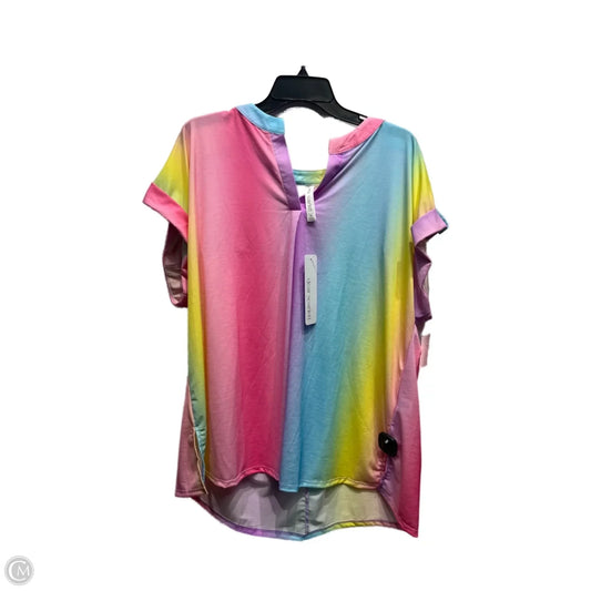 Top Short Sleeve By  DEAR SCARLETT In Pink & Yellow, Size: 2x