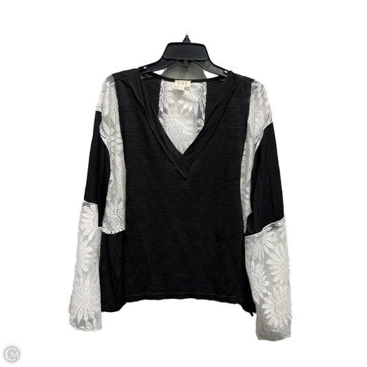 Top Long Sleeve By Pol In Black & White, Size: L