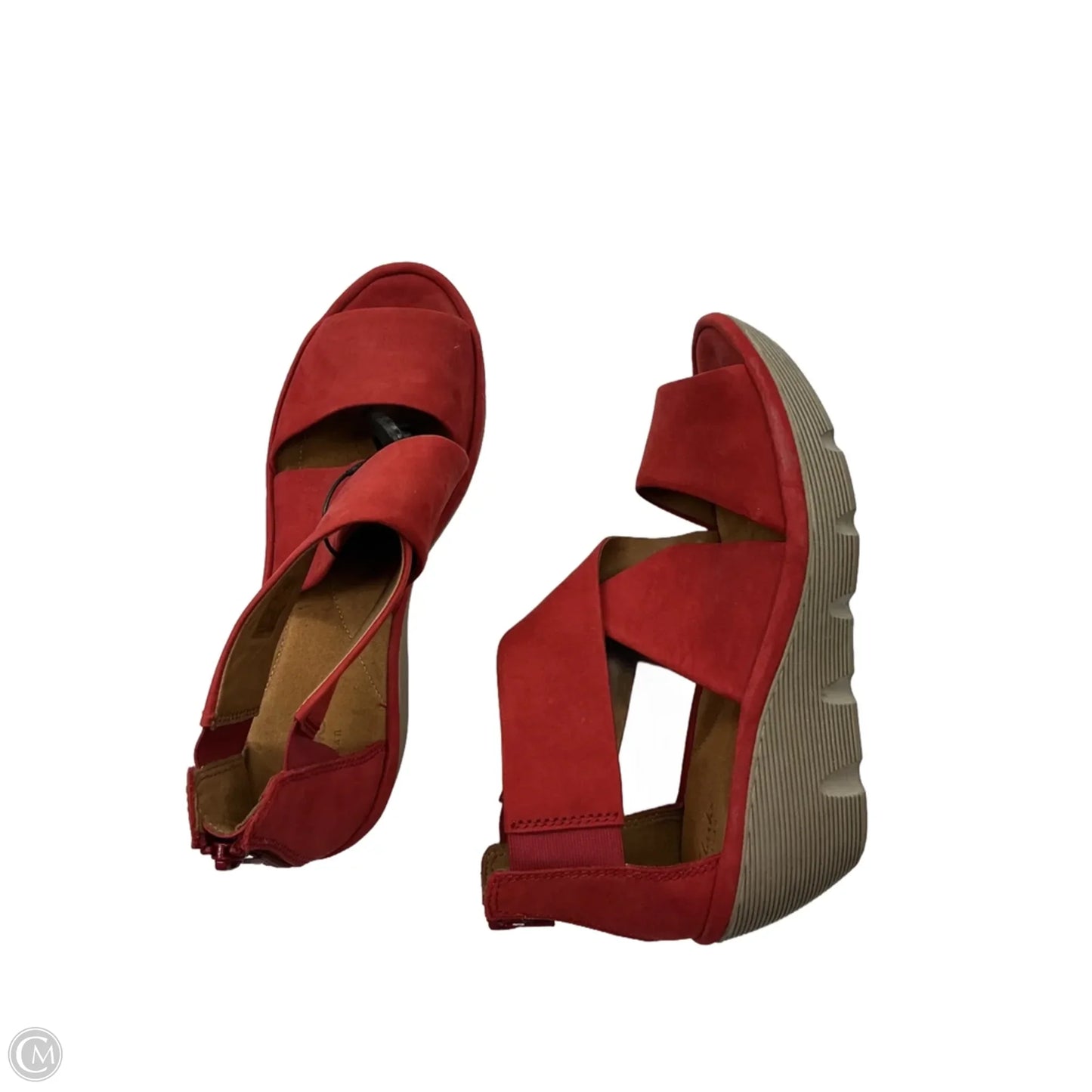 Sandals Heels Wedge By Clarks In Red, Size: 9