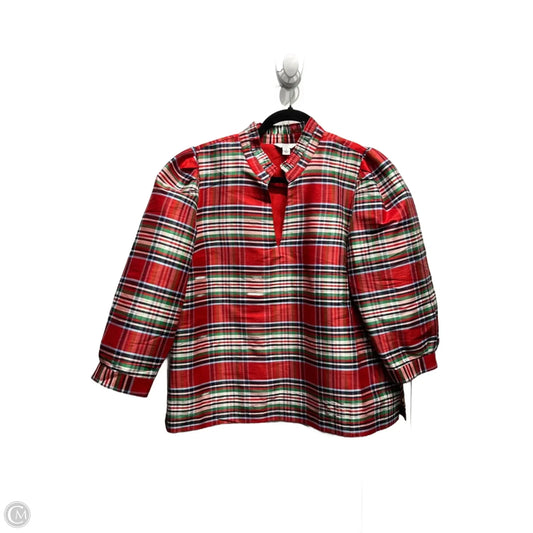 Top Long Sleeve By Crown And Ivy In Green & Red, Size: L