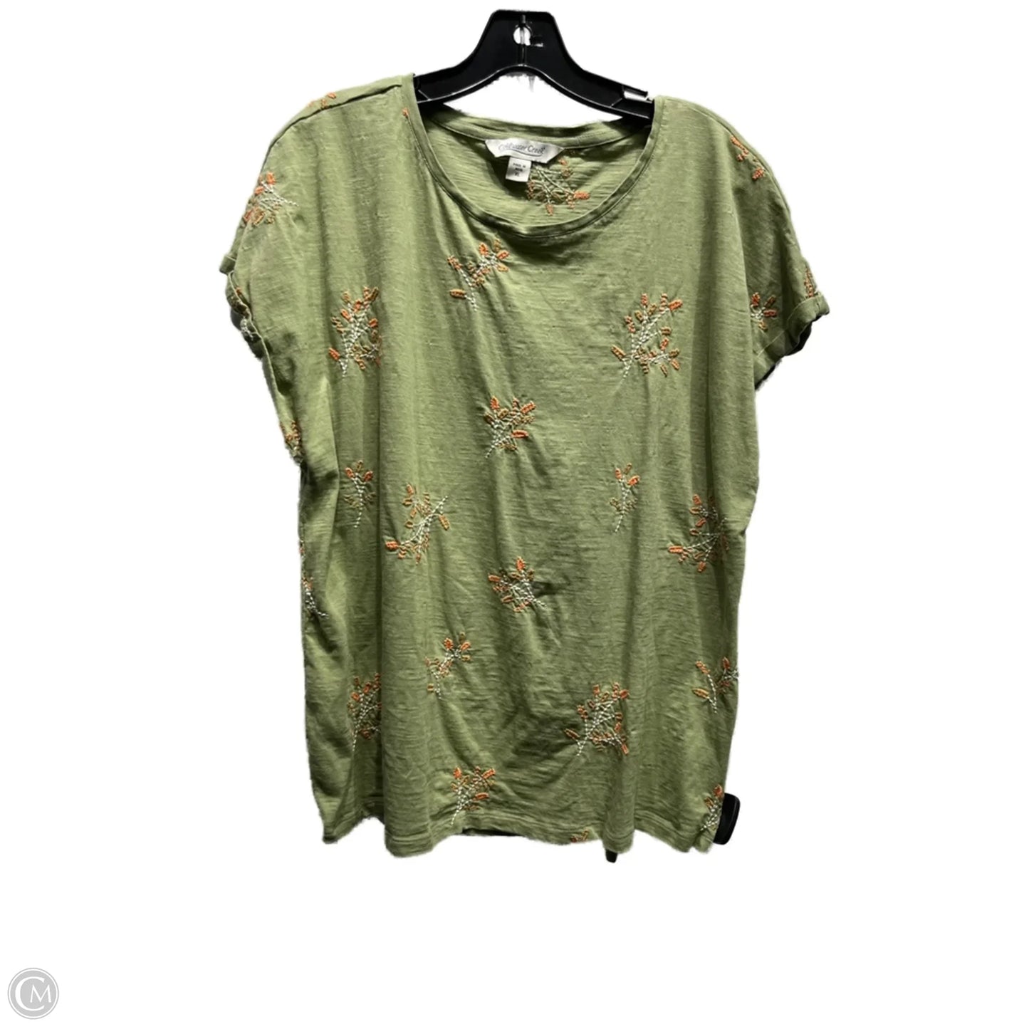 Top Short Sleeve By Coldwater Creek In Green & Orange, Size: Xl