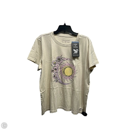 Top Short Sleeve Basic By Life Is Good In Cream & Pink, Size: Xl
