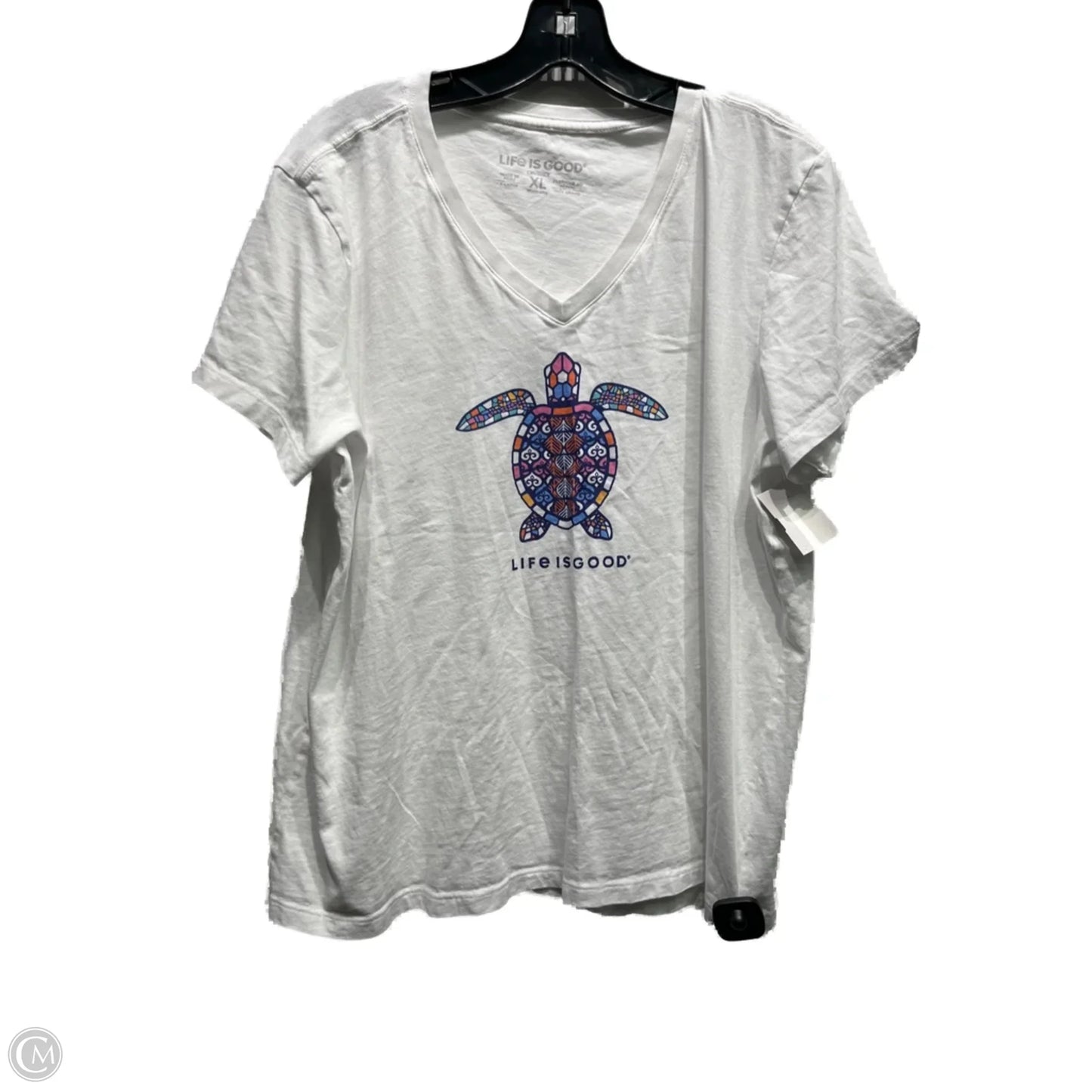 Top Short Sleeve Basic By Life Is Good In Orange & White, Size: Xl