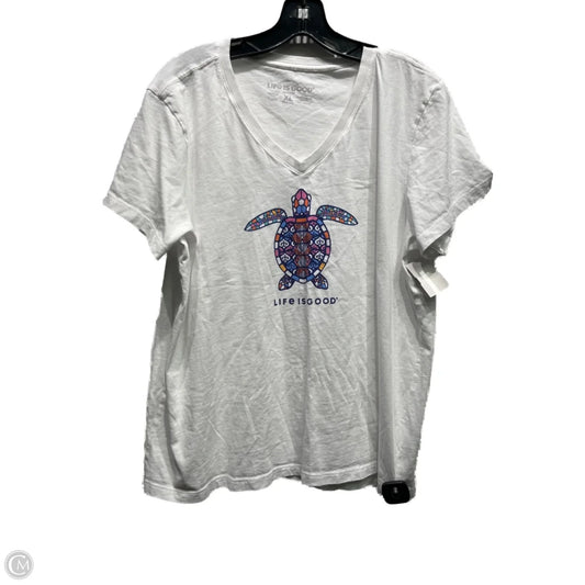 Top Short Sleeve Basic By Life Is Good In Orange & White, Size: Xl