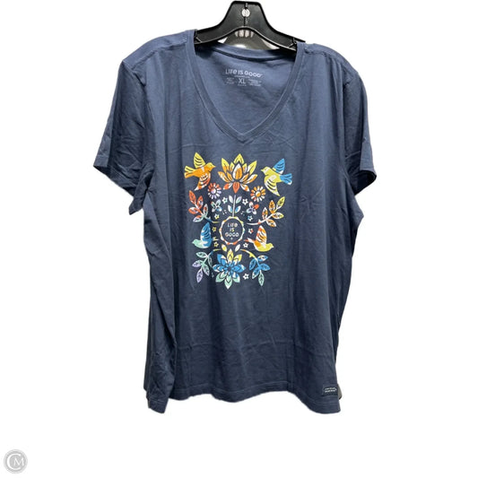 Top Short Sleeve Basic By Life Is Good In Blue & Orange, Size: Xl