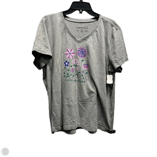 Top Short Sleeve Basic By Life Is Good In Grey & Purple, Size: Xl