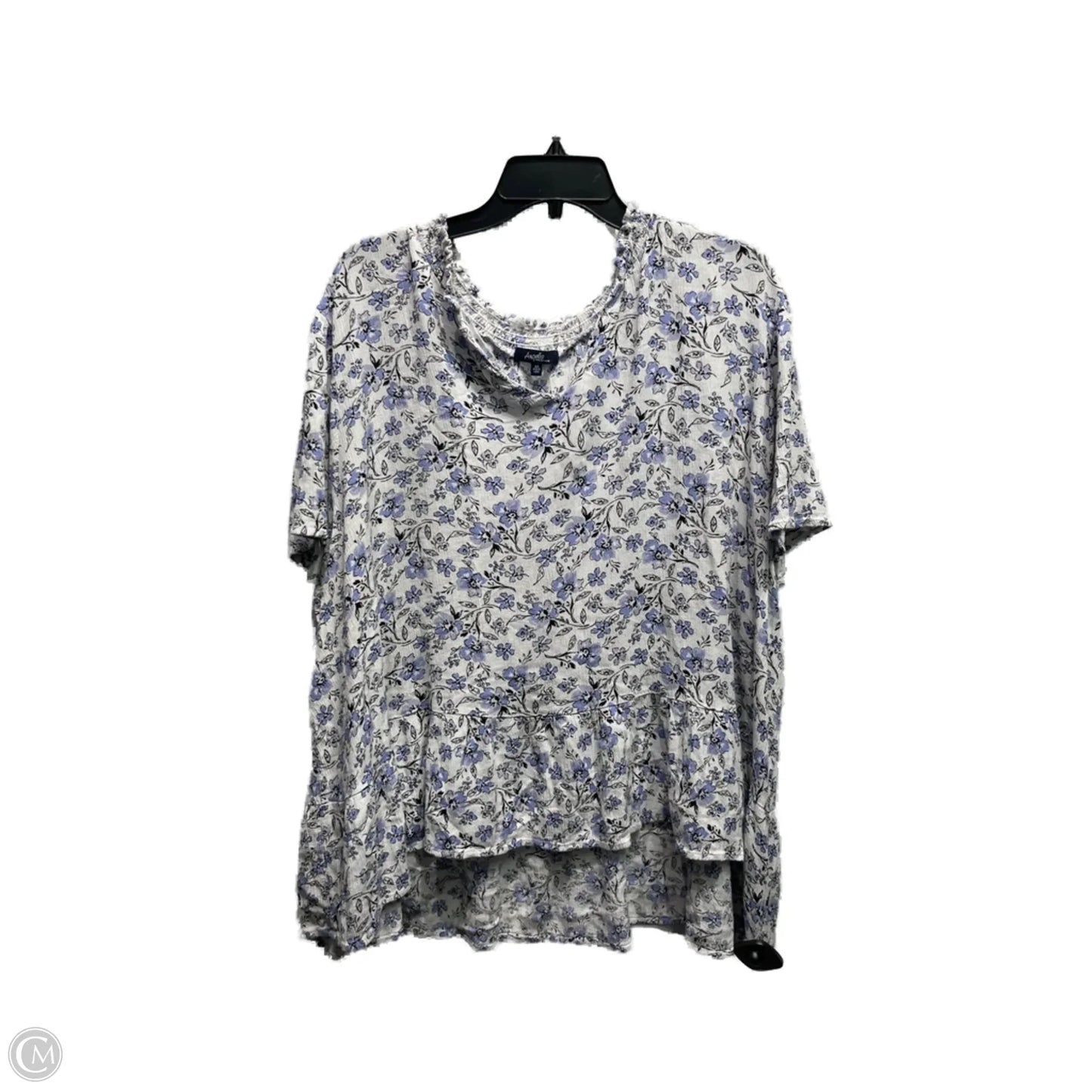 Top Short Sleeve By Angels In Blue & White, Size: 3x