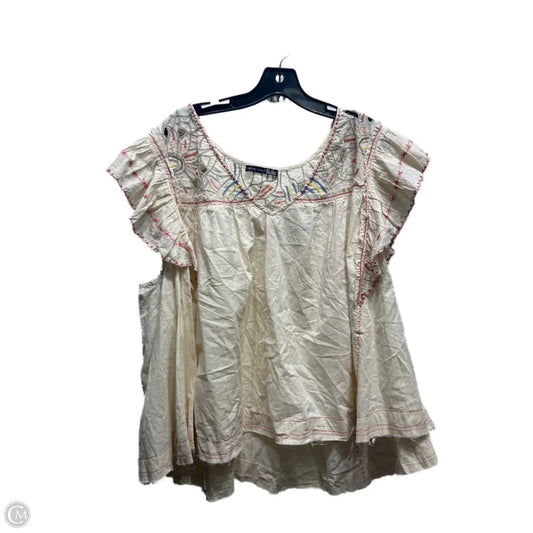 Top Short Sleeve By Black Tape In Cream & Red, Size: 3x