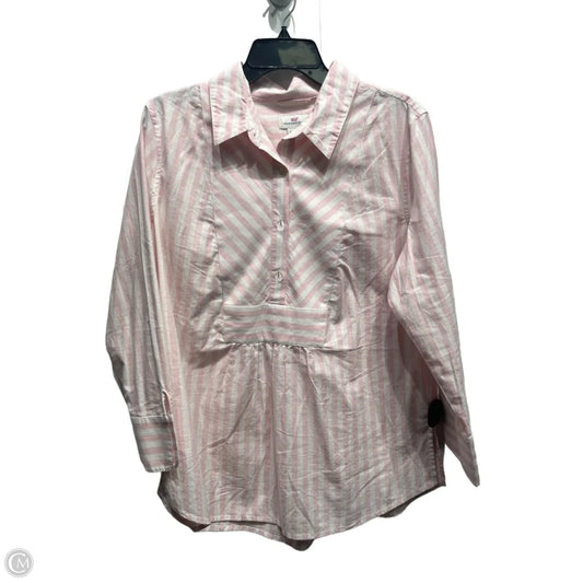 Top Long Sleeve By Vineyard Vines In Pink & White, Size: Xl