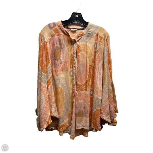 Top Long Sleeve By Pilcro In Orange, Size: L