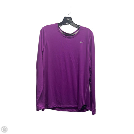 Athletic Top Long Sleeve Collar By Nike Apparel In Purple, Size: 1x