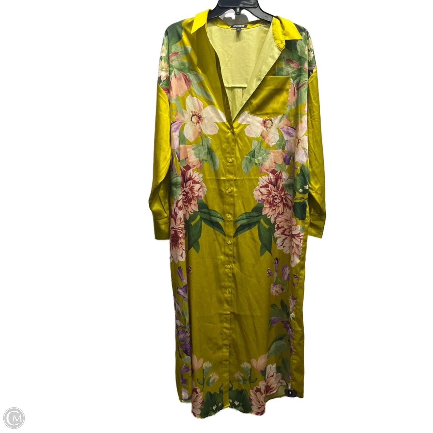 Dress Casual Maxi By Express In Green & Pink, Size: M