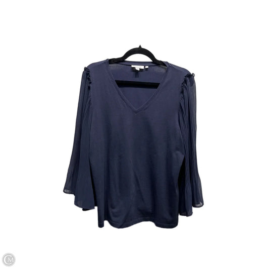 Blouse Long Sleeve By Chicos In Navy, Size: L