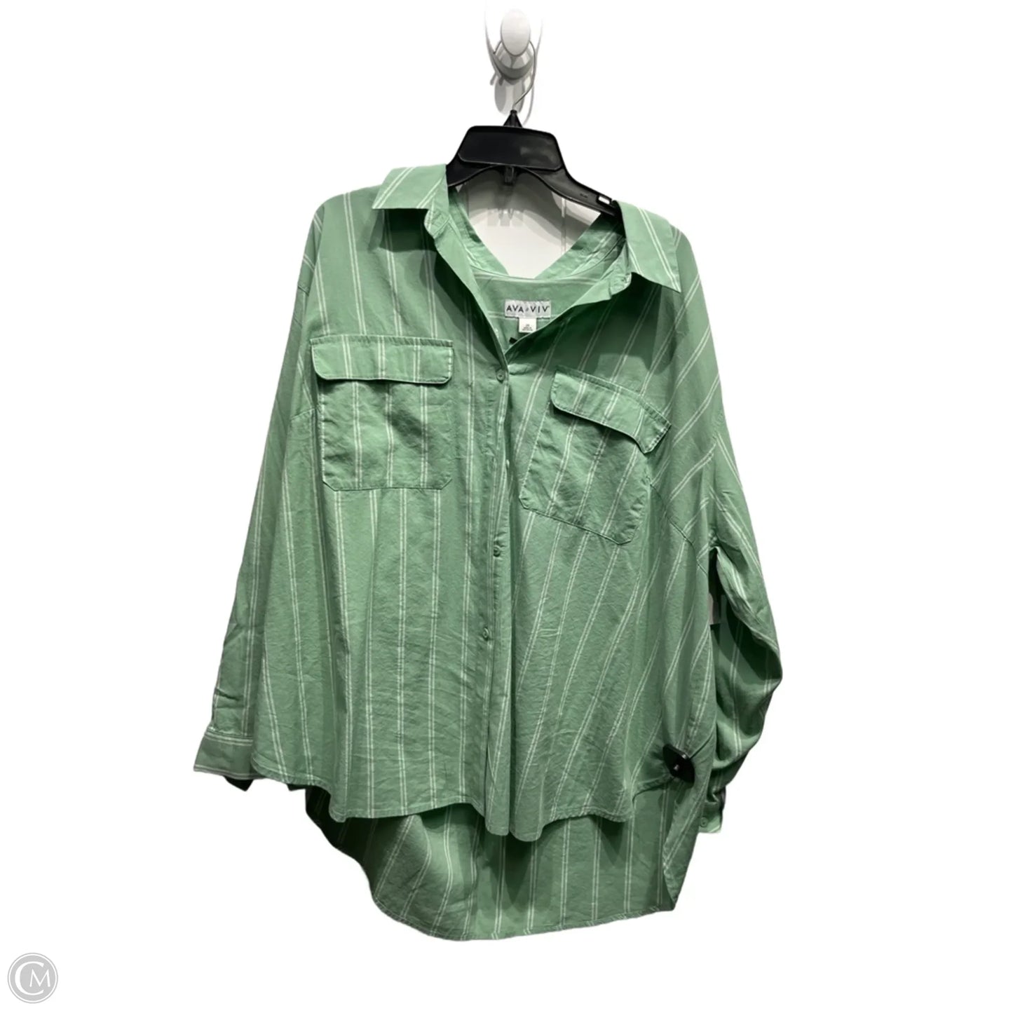Top Long Sleeve By Ava & Viv In Green, Size: 2x