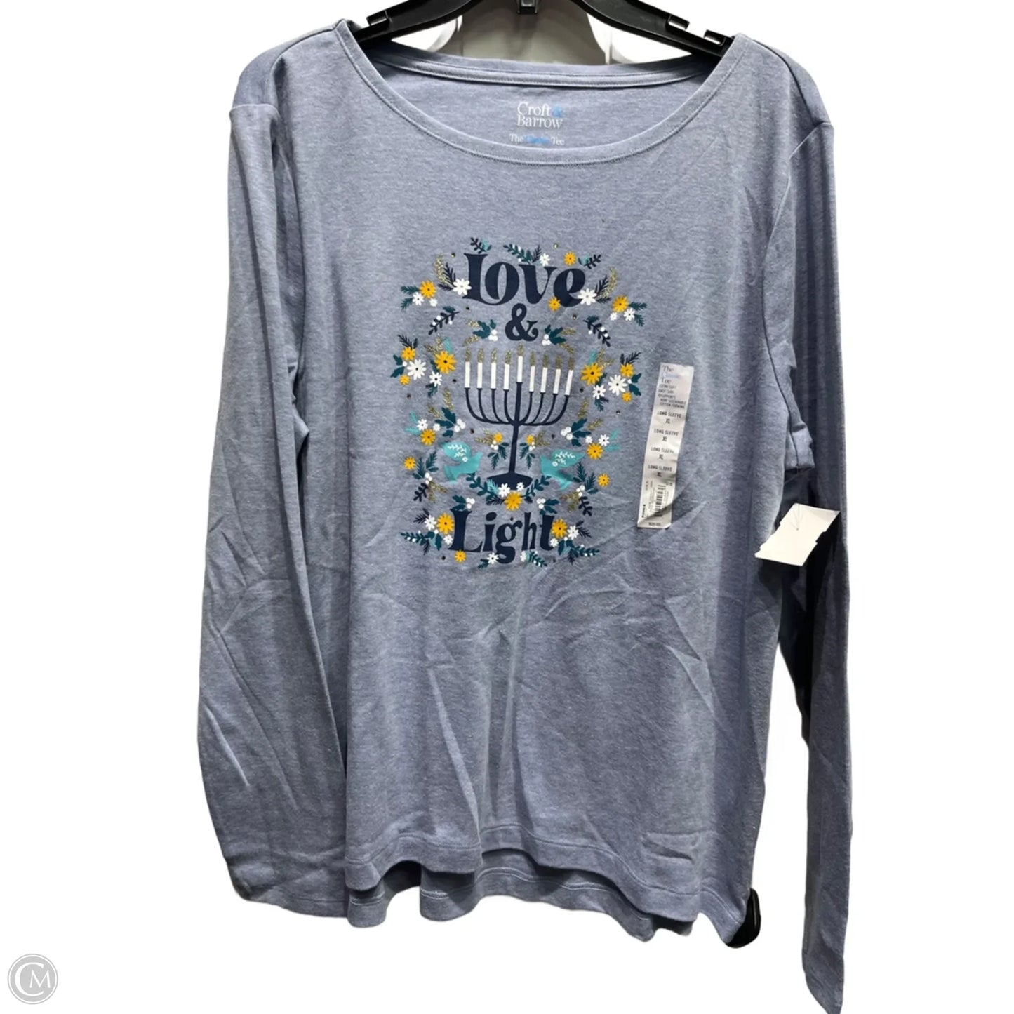 Top Long Sleeve Basic By Croft And Barrow In Blue, Size: Xl