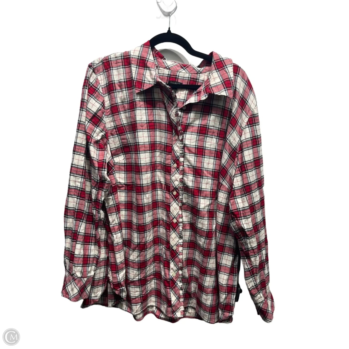 Top Long Sleeve By Talbots In Red & White, Size: 3x