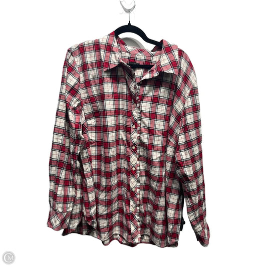 Top Long Sleeve By Talbots In Red & White, Size: 3x