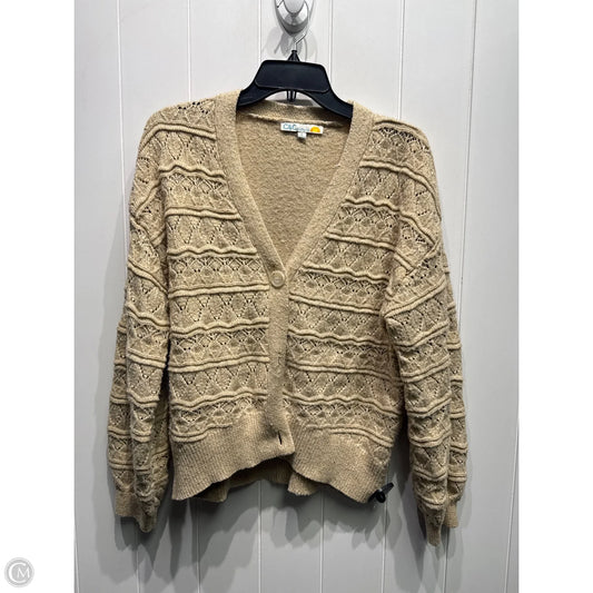 Sweater Cardigan By C And C In Tan, Size: L
