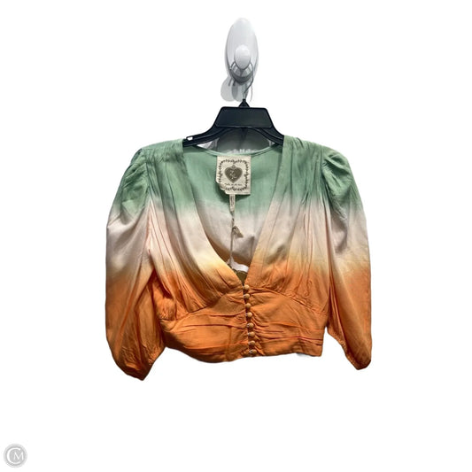 Top Short Sleeve By Clothes Mentor In Green & Orange, Size: S