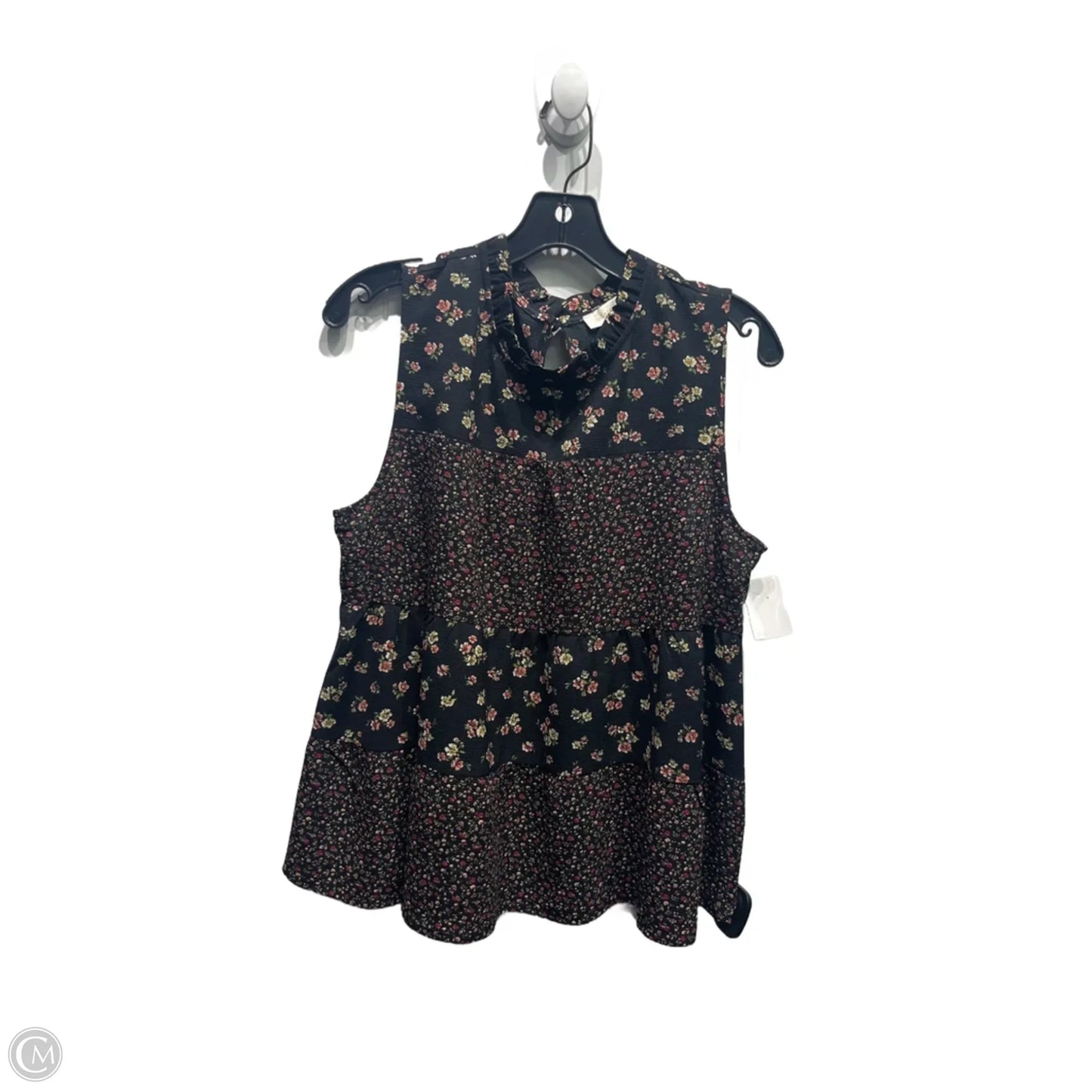 Top Sleeveless By Monteau In Black & Orange, Size: Xl