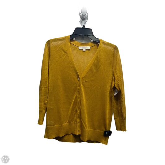 Sweater Cardigan By Loft In Yellow, Size: M