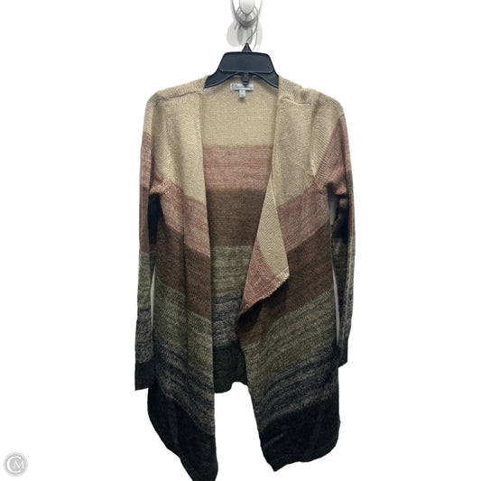 Sweater Cardigan By Olivia Sky In Brown & Tan, Size: L