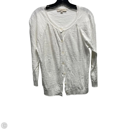 Sweater Cardigan By Loft In White, Size: L