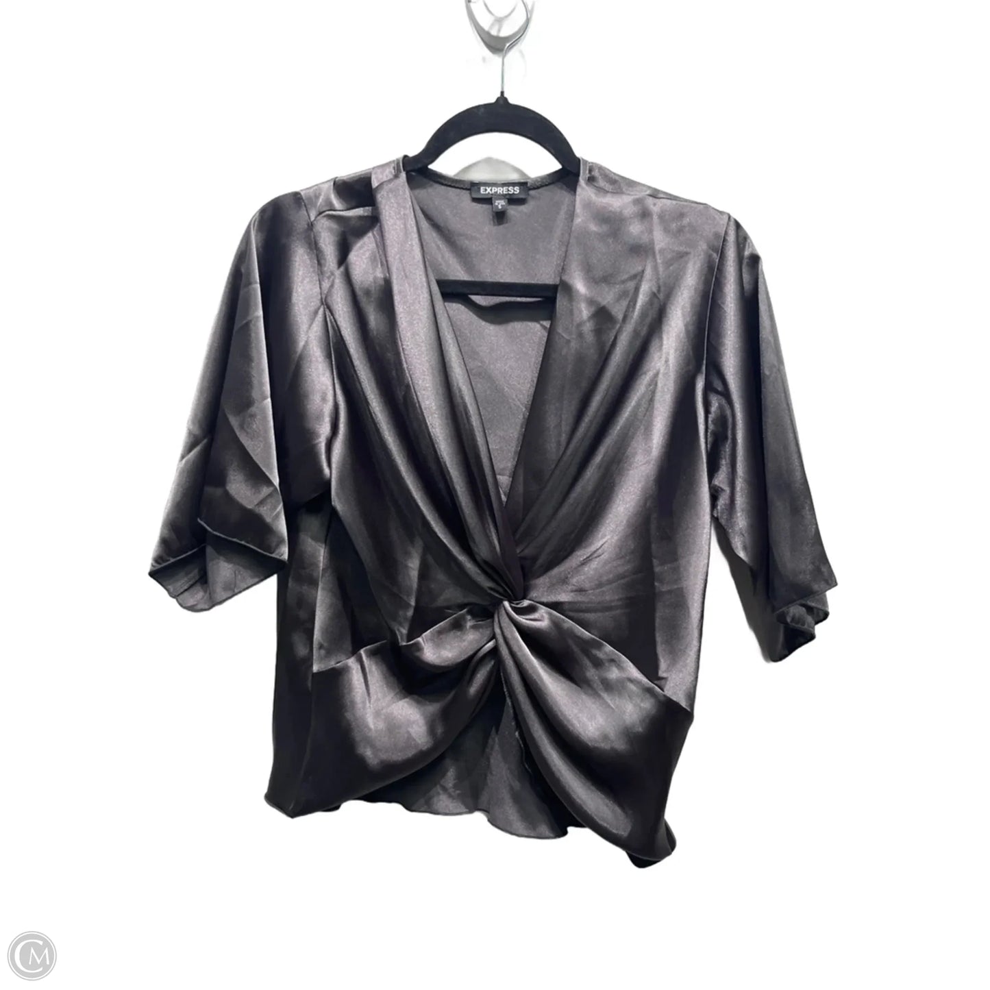 Blouse Short Sleeve By Express In Grey, Size: S