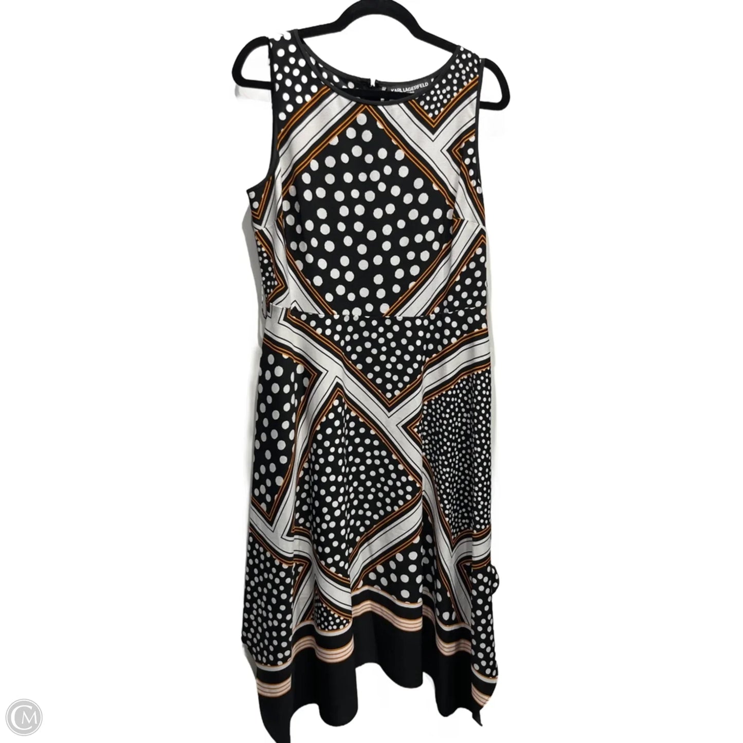 Dress Designer By Karl Lagerfeld In Black & Orange, Size: 12