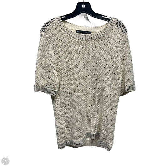 Top Short Sleeve By White House Black Market In Silver & White, Size: M
